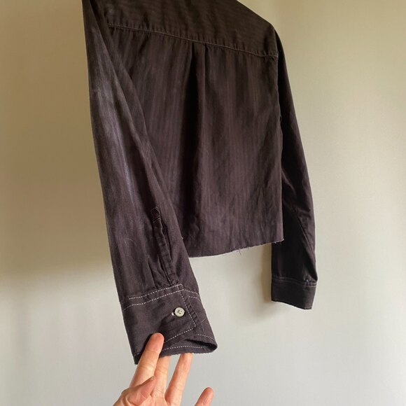 Aerie Crop Raw Edge Washed Out Black Size M - Picture 3 of 10